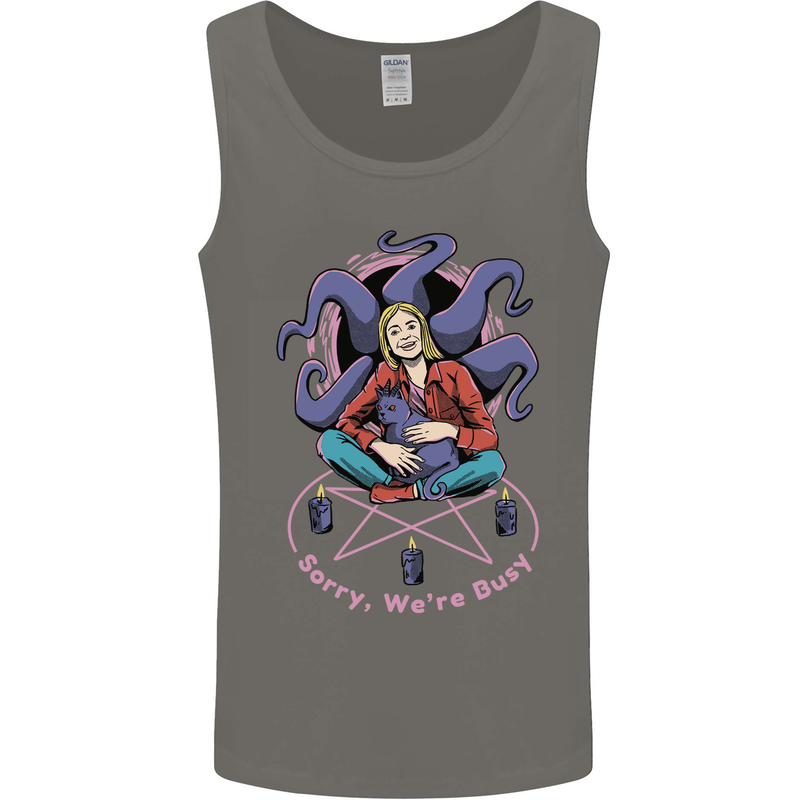 Satanic Cat Mum Black Magic Witch Halloween Mens Vest Tank Top Charcoal