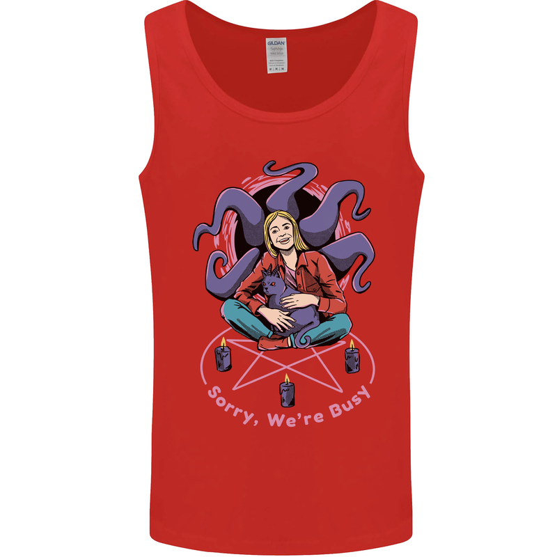 Satanic Cat Mum Black Magic Witch Halloween Mens Vest Tank Top Red