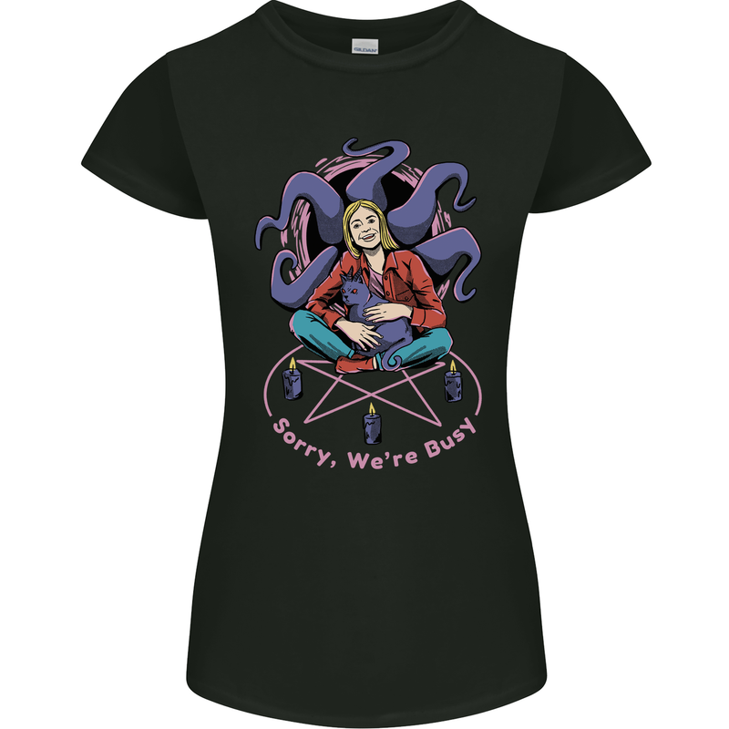 Satanic Cat Mum Black Magic Witch Halloween Womens Petite Cut T-Shirt Black