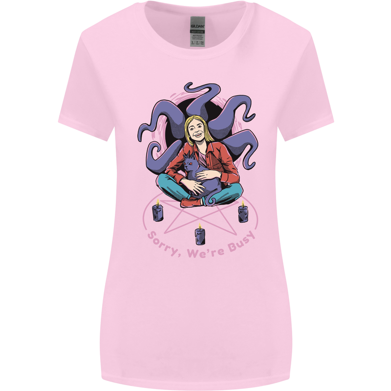 Satanic Cat Mum Black Magic Witch Halloween Womens Wider Cut T-Shirt Light Pink