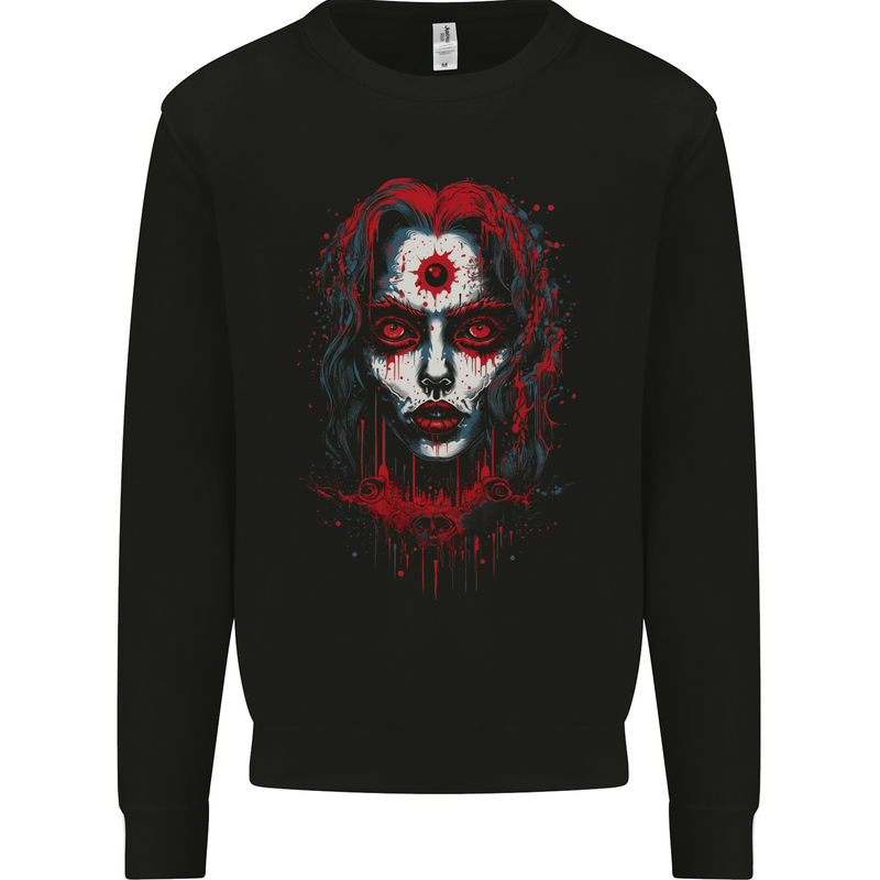 Satanic Witch Zombie Mens Sweatshirt Jumper Black