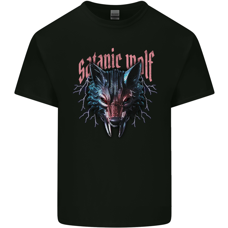 Satanic Wolf Mens Cotton T-Shirt Tee Top Black