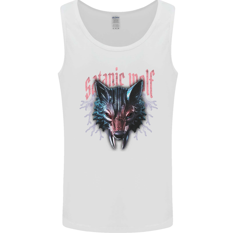 Satanic Wolf Mens Vest Tank Top White