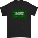 Saudi Arabia Football Distressed Flag Mens T-Shirt 100% Cotton Black