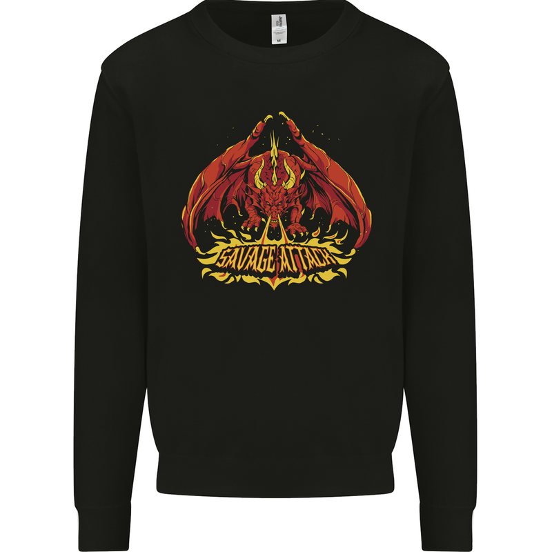 Savage Attack Fantasy Dragon Mens Sweatshirt Jumper Black