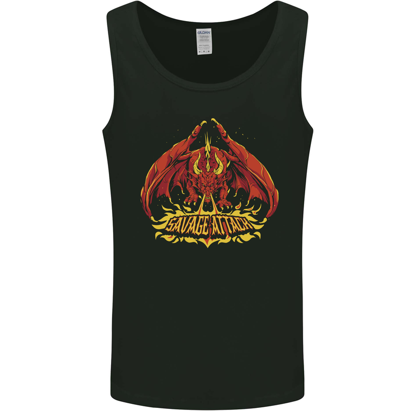 Savage Attack Fantasy Dragon Mens Vest Tank Top Black