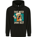Save Water Drink Beer Funny Alcohol Larger Childrens Kids Hoodie Black