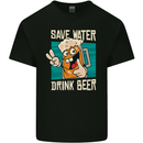 Save Water Drink Beer Funny Alcohol Larger Mens Cotton T-Shirt Tee Top Black