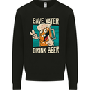 Save Water Drink Beer Funny Alcohol Larger Mens Sweatshirt Jumper Black