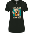 Save Water Drink Beer Funny Alcohol Larger Womens Wider Cut T-Shirt Black