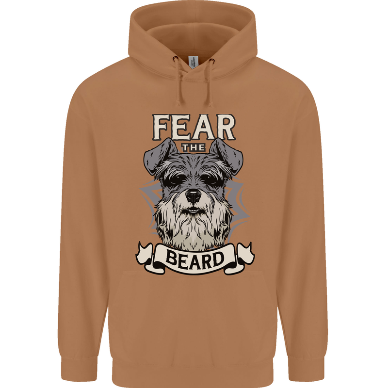 Schnauzer Dog Fear the Beard Mens 80% Cotton Hoodie Caramel Latte