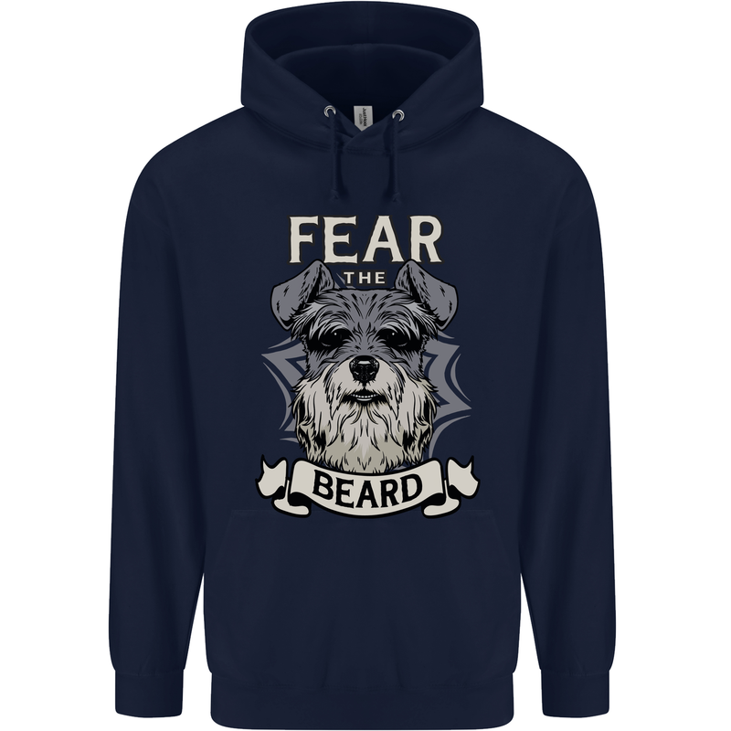 Schnauzer Dog Fear the Beard Mens 80% Cotton Hoodie Navy Blue