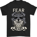 Schnauzer Dog Fear the Beard Mens T-Shirt 100% Cotton Black