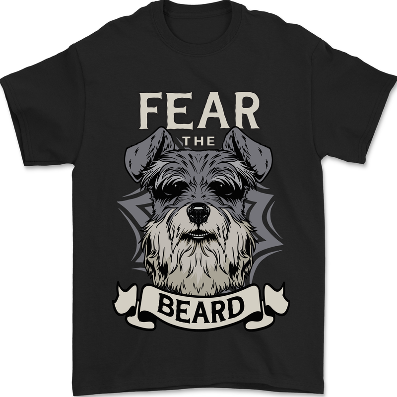 Schnauzer Dog Fear the Beard Mens T-Shirt 100% Cotton Black