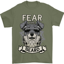 Schnauzer Dog Fear the Beard Mens T-Shirt 100% Cotton Military Green