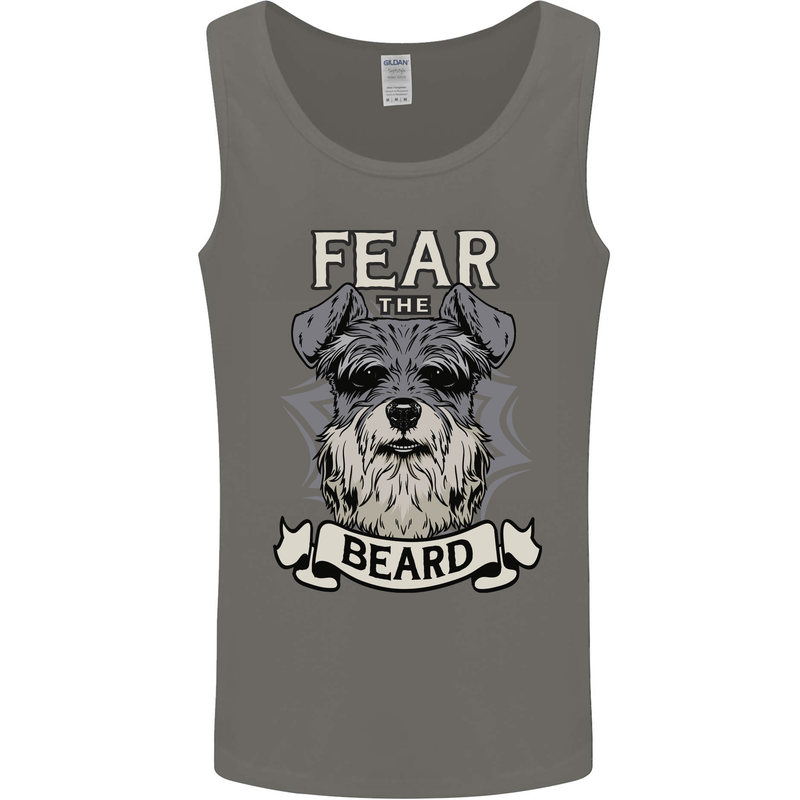 Schnauzer Dog Fear the Beard Mens Vest Tank Top Charcoal
