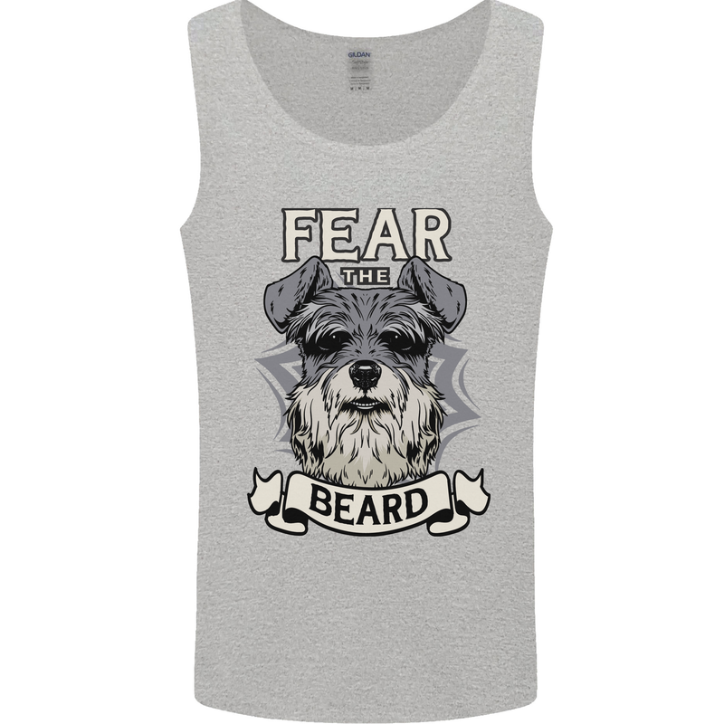 Schnauzer Dog Fear the Beard Mens Vest Tank Top Sports Grey