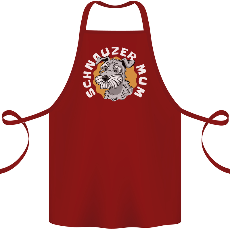 Schnauzer Mum Funny Dog Cotton Apron 100% Organic Maroon