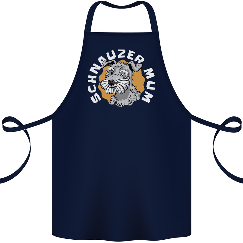 Schnauzer Mum Funny Dog Cotton Apron 100% Organic Navy Blue