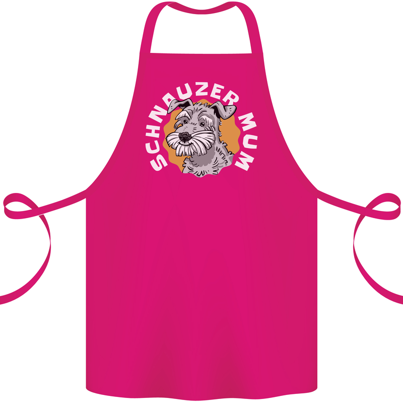 Schnauzer Mum Funny Dog Cotton Apron 100% Organic Pink