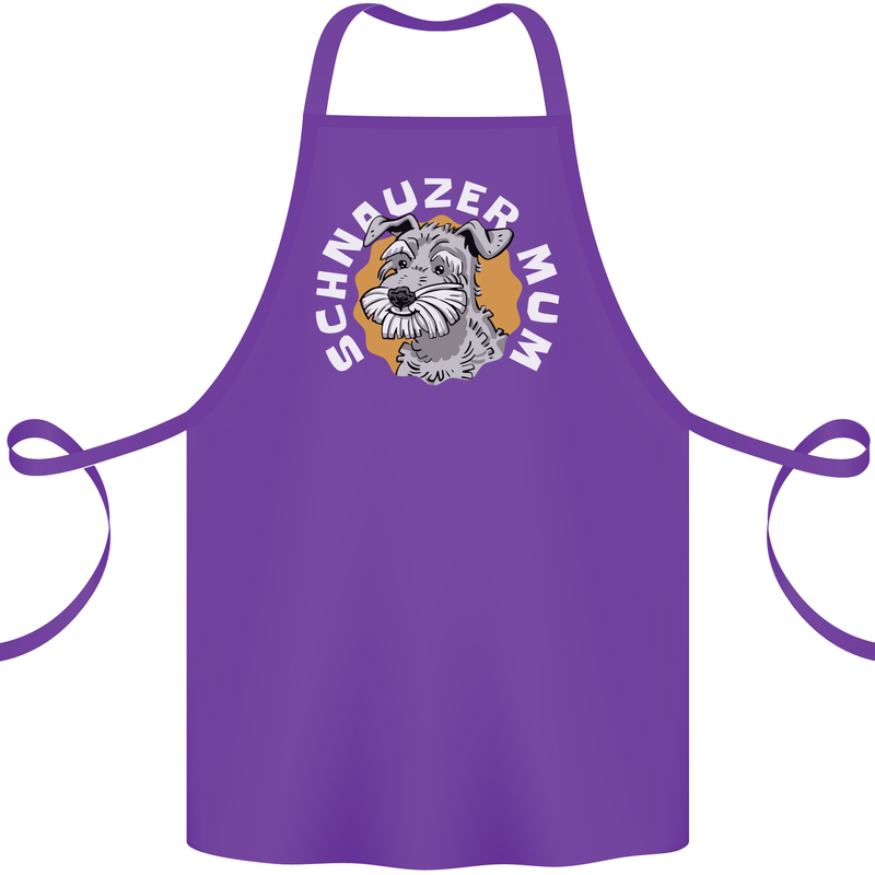 Schnauzer Mum Funny Dog Cotton Apron 100% Organic Purple