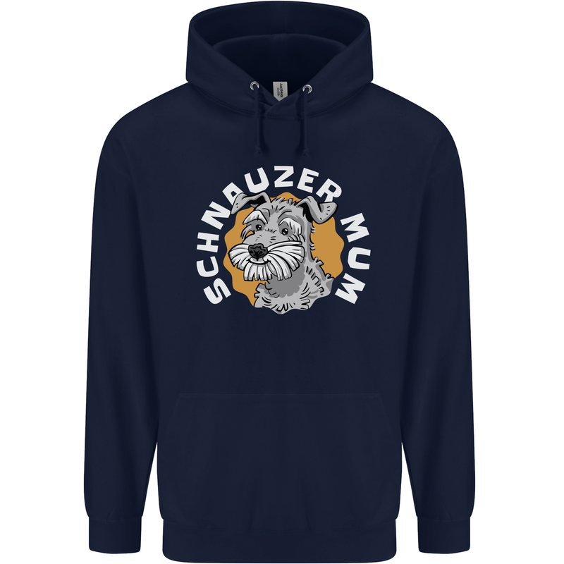 Schnauzer Mum Funny Dog Mens 80% Cotton Hoodie Navy Blue