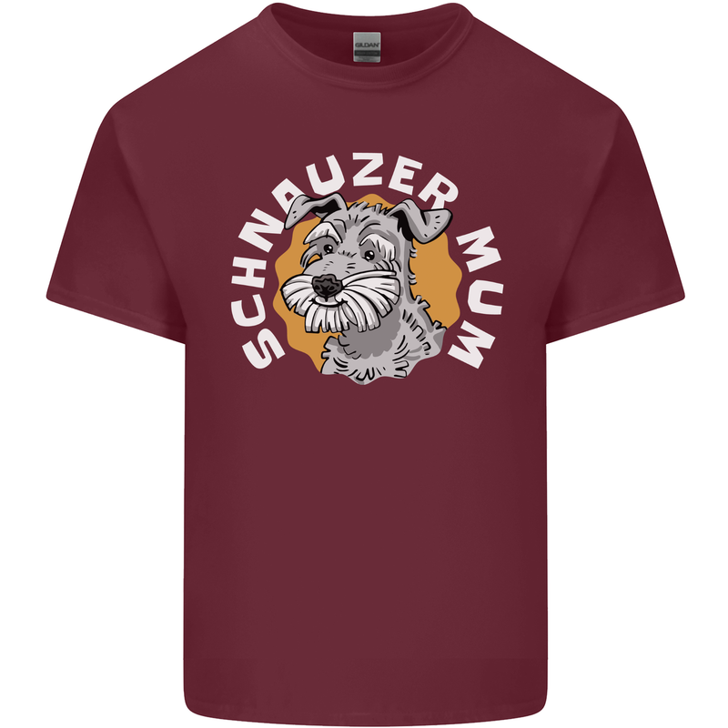 Schnauzer Mum Funny Dog Mens Cotton T-Shirt Tee Top Maroon