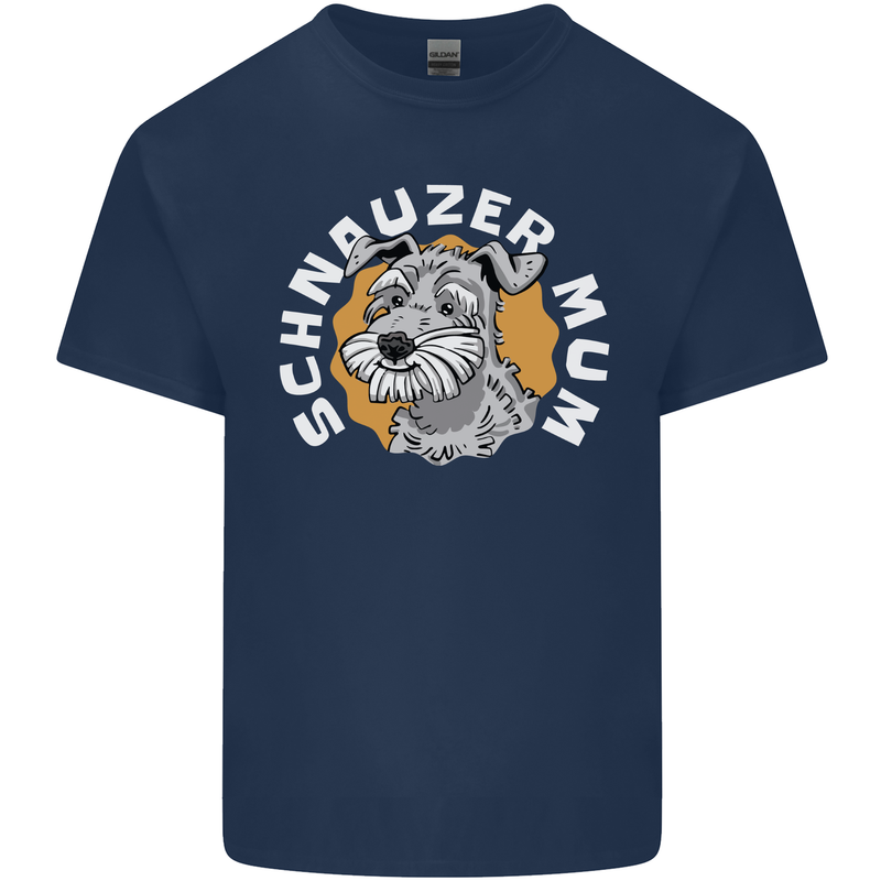 Schnauzer Mum Funny Dog Mens Cotton T-Shirt Tee Top Navy Blue