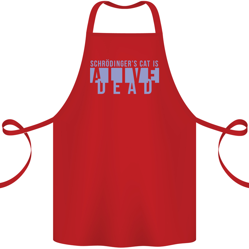 Schrodingers Cat Dead Alive Cotton Apron 100% Organic Red