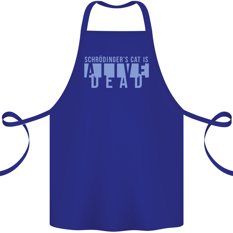 Schrodingers Cat Dead Alive Cotton Apron 100% Organic Royal Blue