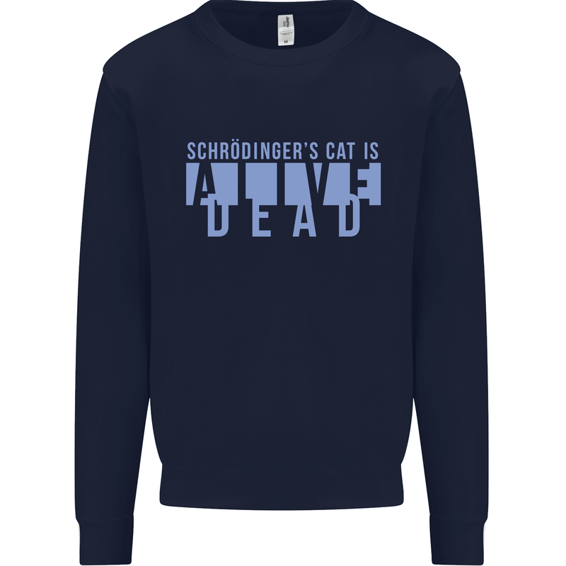 Schrodingers Cat Dead Alive Kids Sweatshirt Jumper Navy Blue