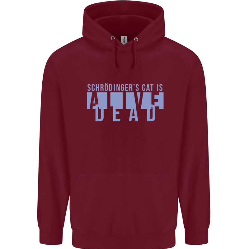 Schrodingers Cat Dead Alive Mens 80% Cotton Hoodie Maroon