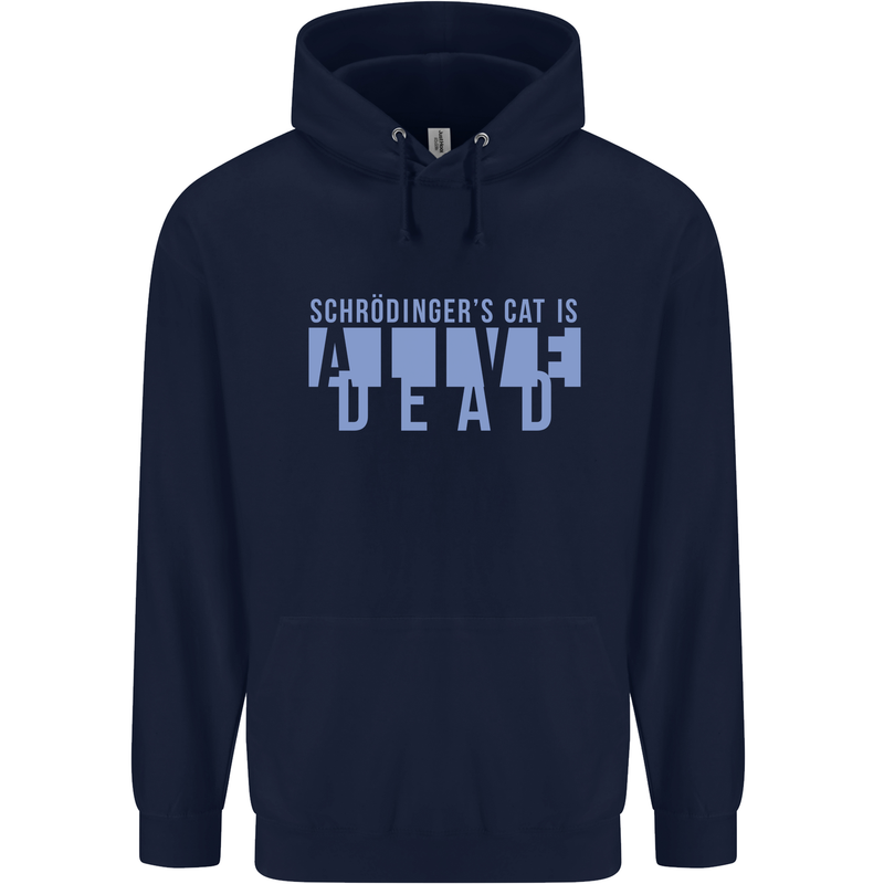 Schrodingers Cat Dead Alive Mens 80% Cotton Hoodie Navy Blue