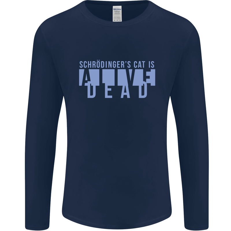 Schrodingers Cat Dead Alive Mens Long Sleeve T-Shirt Navy Blue