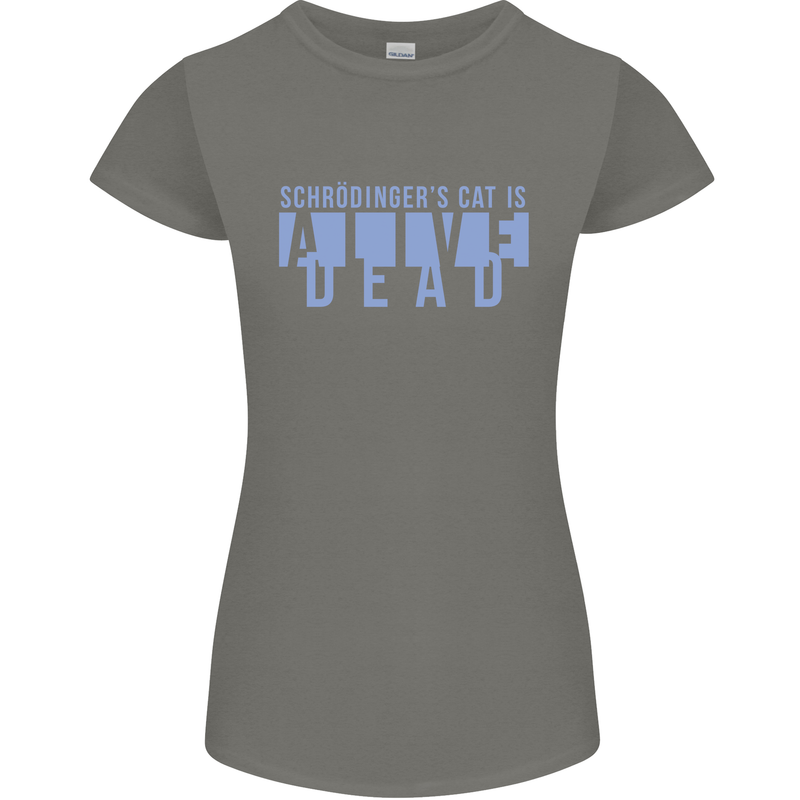 Schrodingers Cat Dead Alive Womens Petite Cut T-Shirt Charcoal