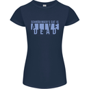 Schrodingers Cat Dead Alive Womens Petite Cut T-Shirt Navy Blue