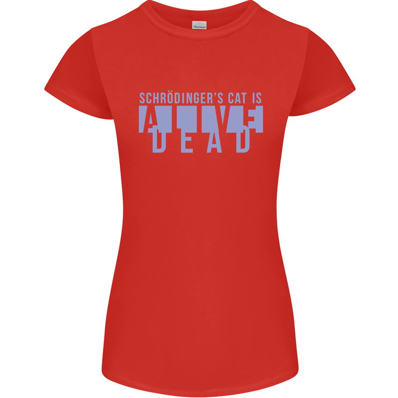 Schrodingers Cat Dead Alive Womens Petite Cut T-Shirt Red
