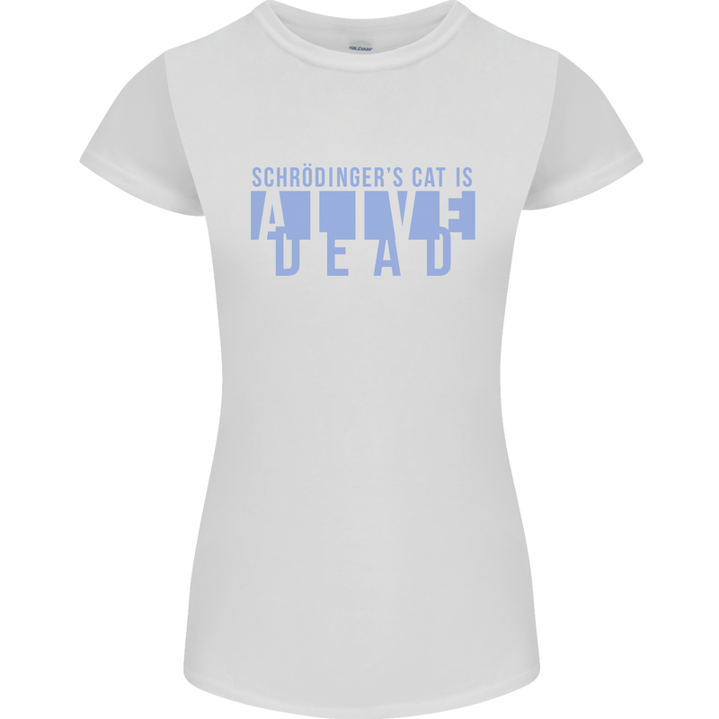 Schrodingers Cat Dead Alive Womens Petite Cut T-Shirt White