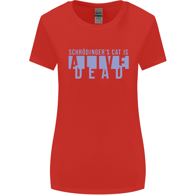 Schrodingers Cat Dead Alive Womens Wider Cut T-Shirt Red
