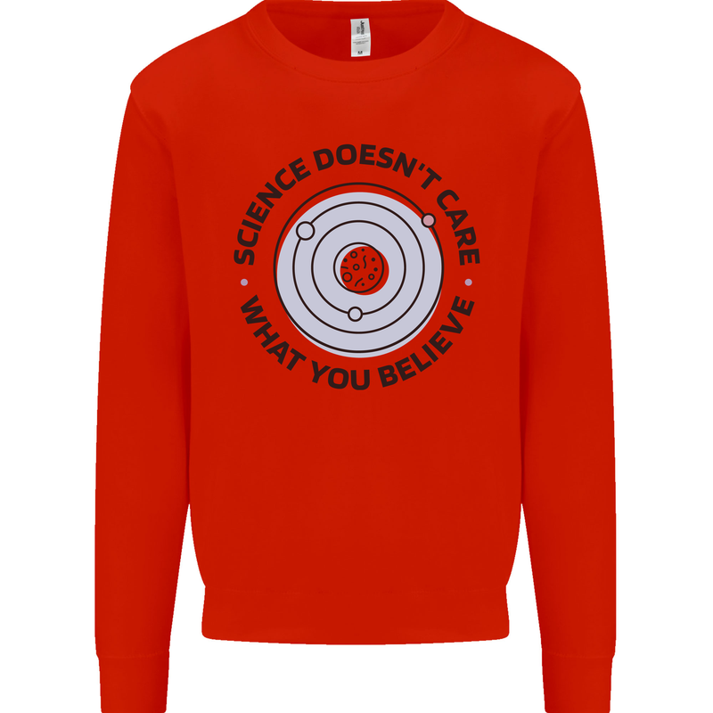 Science Doesnt Care Atheism Atheist Funny Mens Sweatshirt Jumper Bright Red