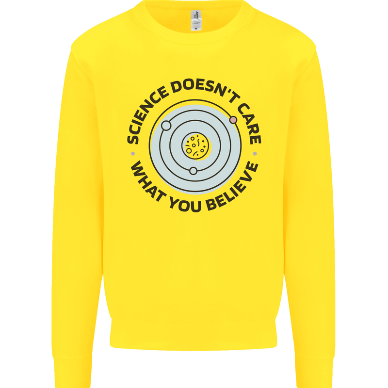 Science Doesnt Care Atheism Atheist Funny Mens Sweatshirt Jumper Yellow