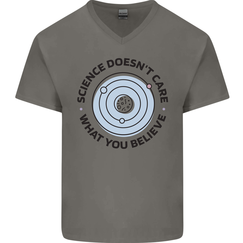 Science Doesnt Care Atheism Atheist Funny Mens V-Neck Cotton T-Shirt Charcoal