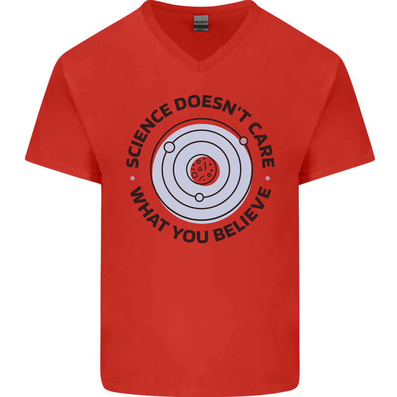 Science Doesnt Care Atheism Atheist Funny Mens V-Neck Cotton T-Shirt Red