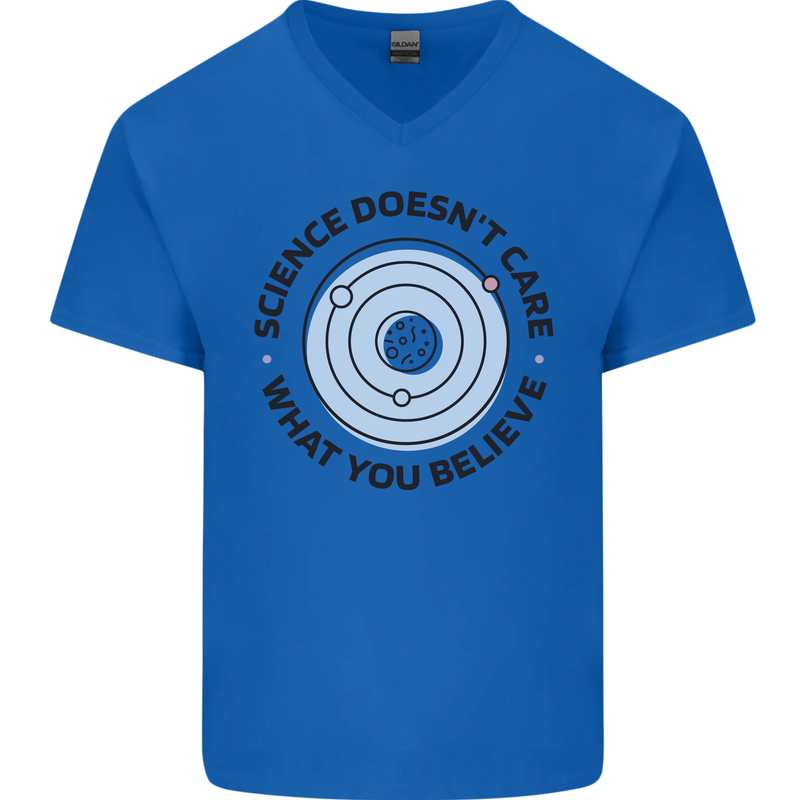 Science Doesnt Care Atheism Atheist Funny Mens V-Neck Cotton T-Shirt Royal Blue
