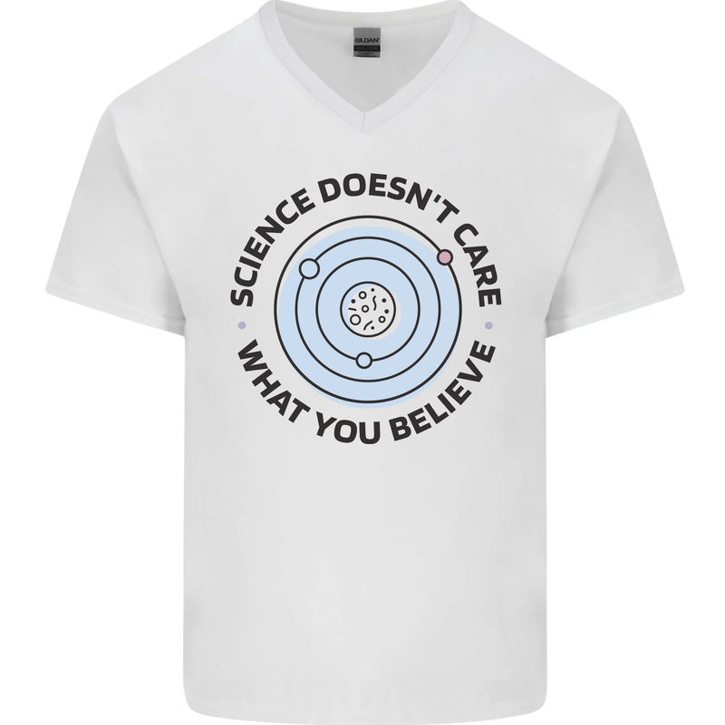 Science Doesnt Care Atheism Atheist Funny Mens V-Neck Cotton T-Shirt White