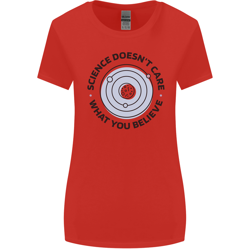 Science Doesnt Care Atheism Atheist Funny Womens Wider Cut T-Shirt Red