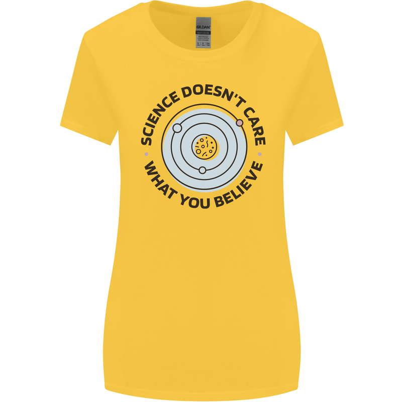 Science Doesnt Care Atheism Atheist Funny Womens Wider Cut T-Shirt Yellow