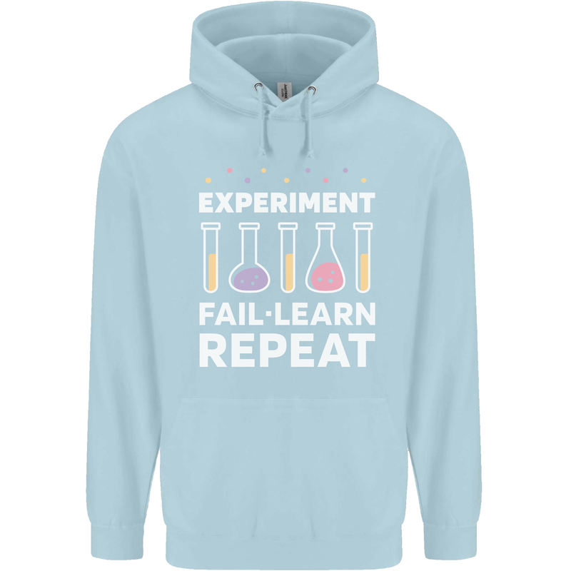 Science Experiment Fail Repeat Chemistry Geek Childrens Kids Hoodie Light Blue