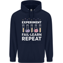 Science Experiment Fail Repeat Chemistry Geek Childrens Kids Hoodie Navy Blue