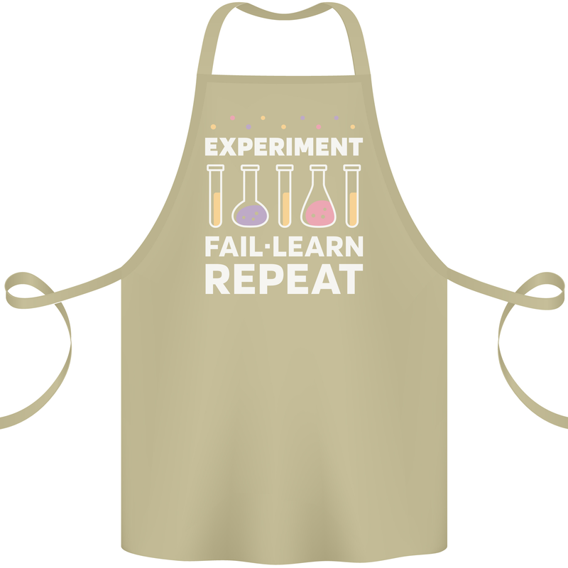 Science Experiment Fail Repeat Chemistry Geek Cotton Apron 100% Organic Khaki